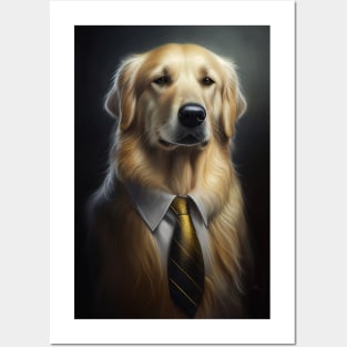 Adorable Dog in a Suit: A Perfect Blend of Elegance and Cuteness Golden Retriever Posters and Art